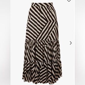Sachin & Babi Womens Miranda Striped Slit Brown Beige Midi Skirt Size 12 New